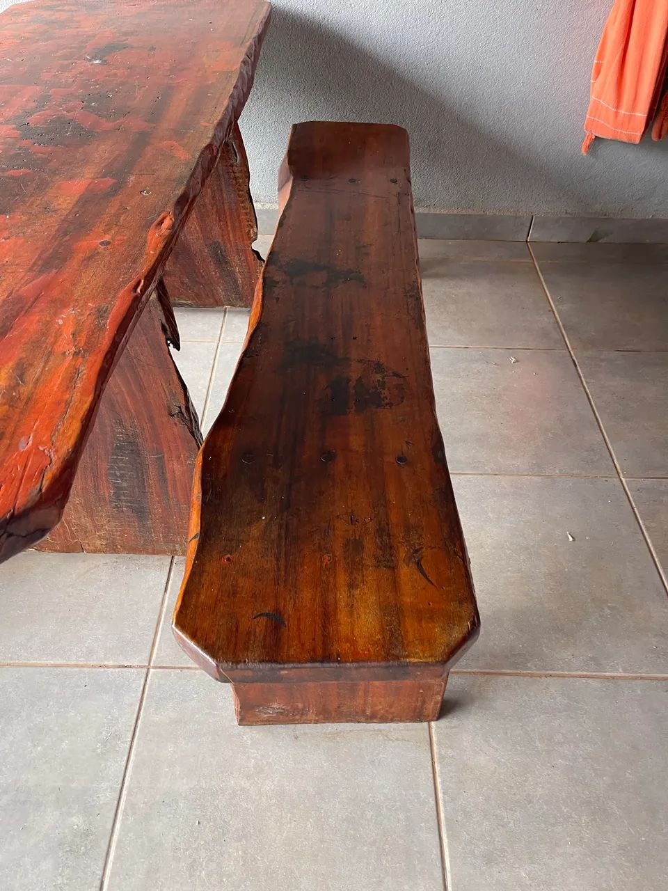 Mesa Rústica Madeira com 2 bancos  - Foto 2