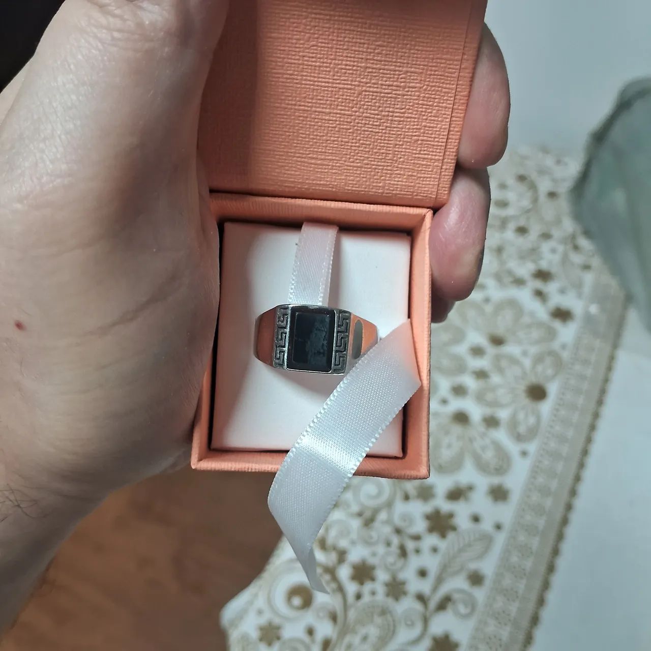 Anel Comendador Prata com Pedra Ônix  - Foto 4