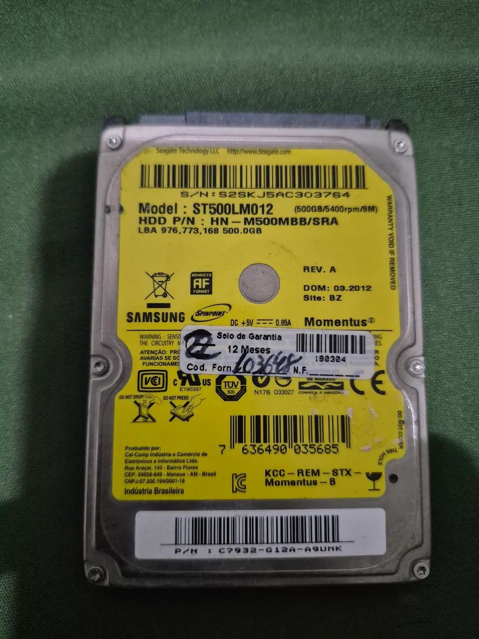 HD SAMSUNG 500Gb 2,5"