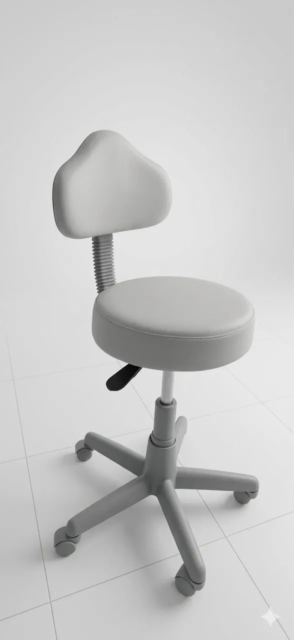 Cadeira Mocho Ergonômica com Encosto - Base Cinza
