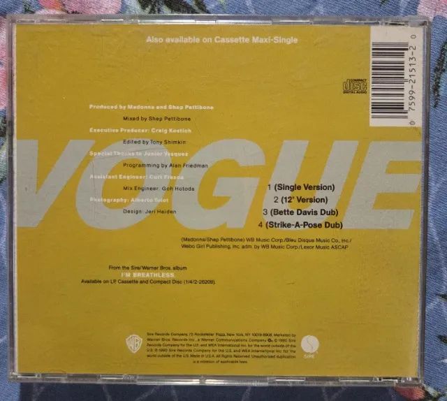 CD SINGLE MADONNA VOGUE USADO  - Foto 2
