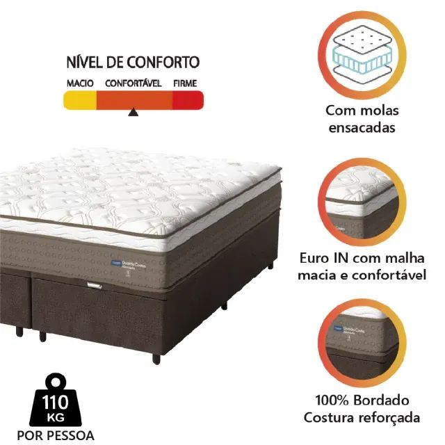 Colchão Resistence + Cama Base Baú King na cor Chocolatee/Bege - Foto 2