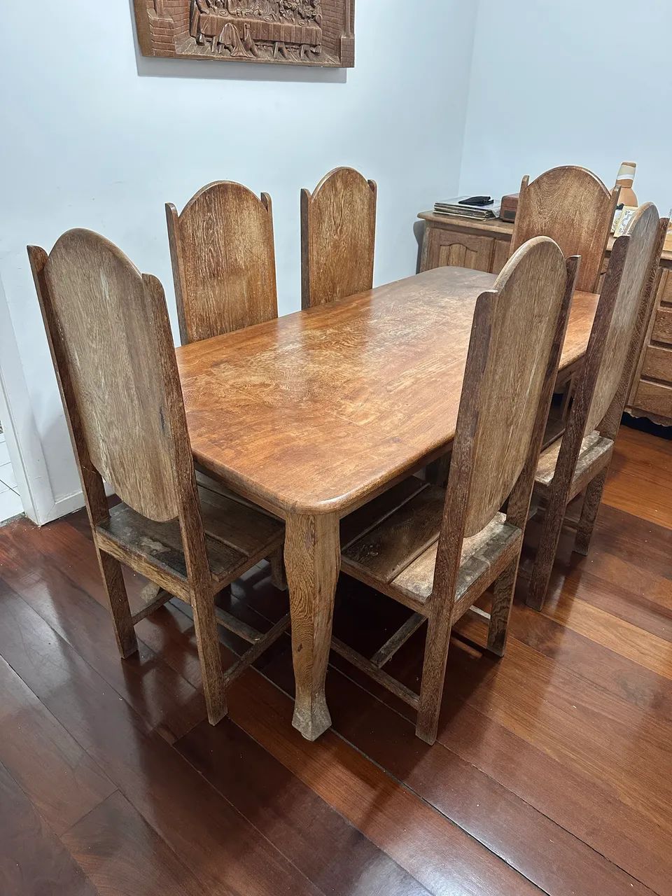 Conjunto de Mesa e cadeira Madeira Maciça  - Foto 2