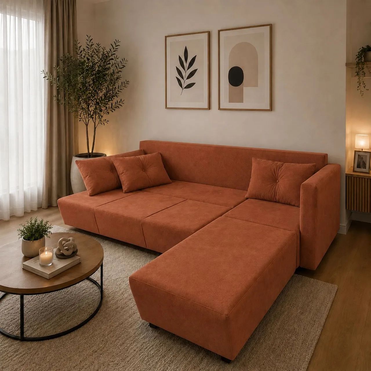 SOFÁ 4 LUGARES com Chaise, abre CAMA CASAL + 1 solteiro  - Foto 3