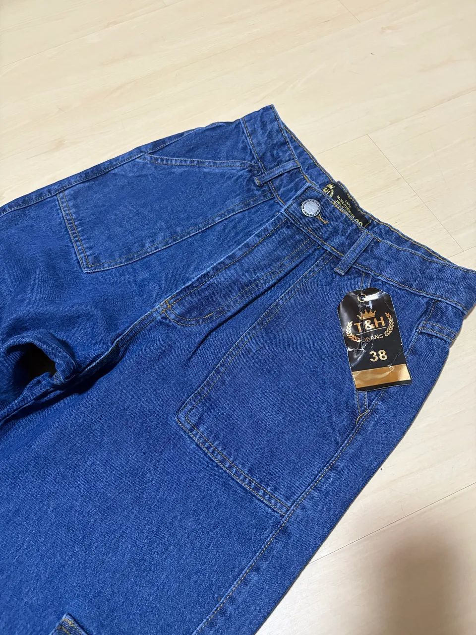 calça jeans cargo n38 azul escuro - Foto 4