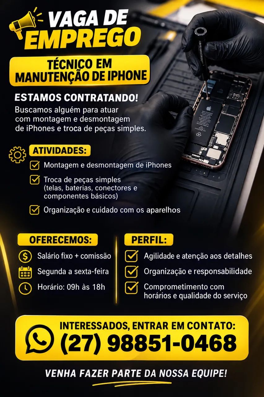 VAGA PARA TÉCNICO APRENDIZ  