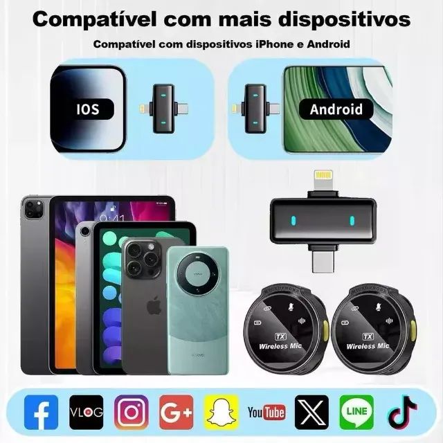 Microfone de Lapela Sem Fio Duplo Wireless com Display Digital Redução de Ruído  - Foto 2
