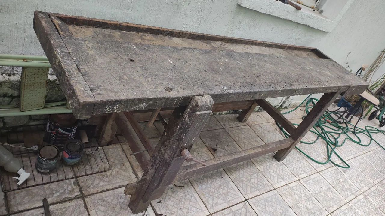 Bancada de marcenaria antiga com 2 morças  - Foto 4