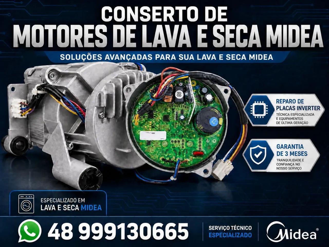 Conserto de motores de Lava e Seca Midea
