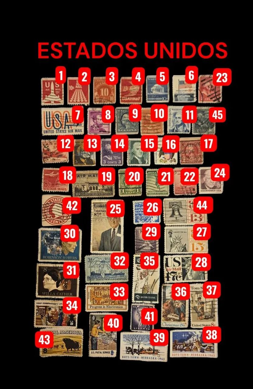 45 SELOS ANTIGOS DOS ESTADOS UNIDOS  - Foto 2
