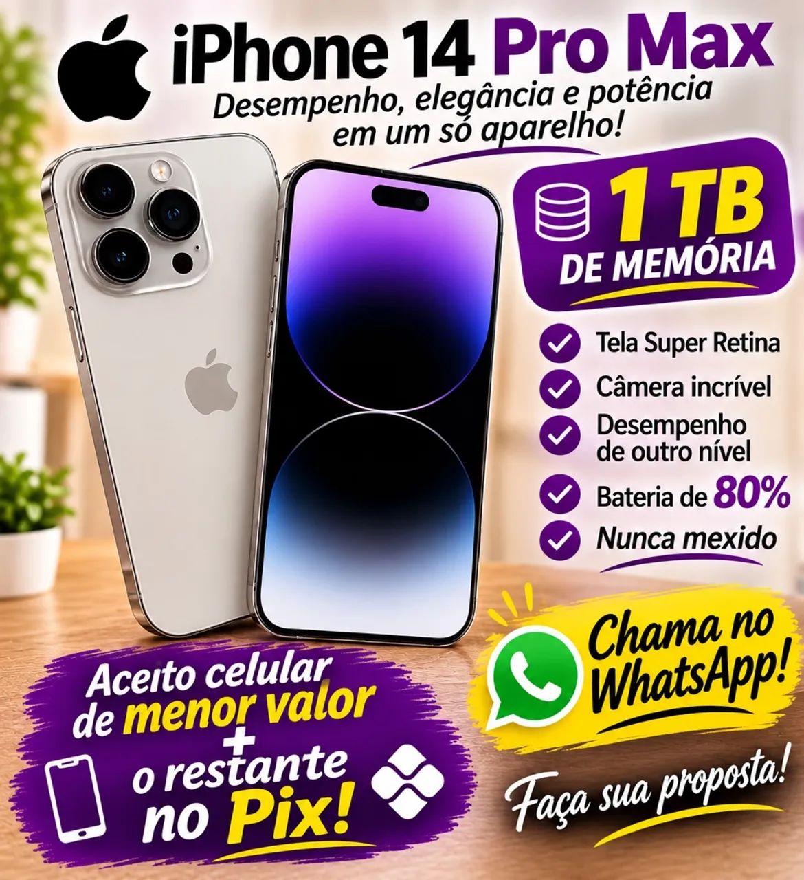 Vendo iPhone 14 Pro Max 1TB ARMAZENAMENTO 