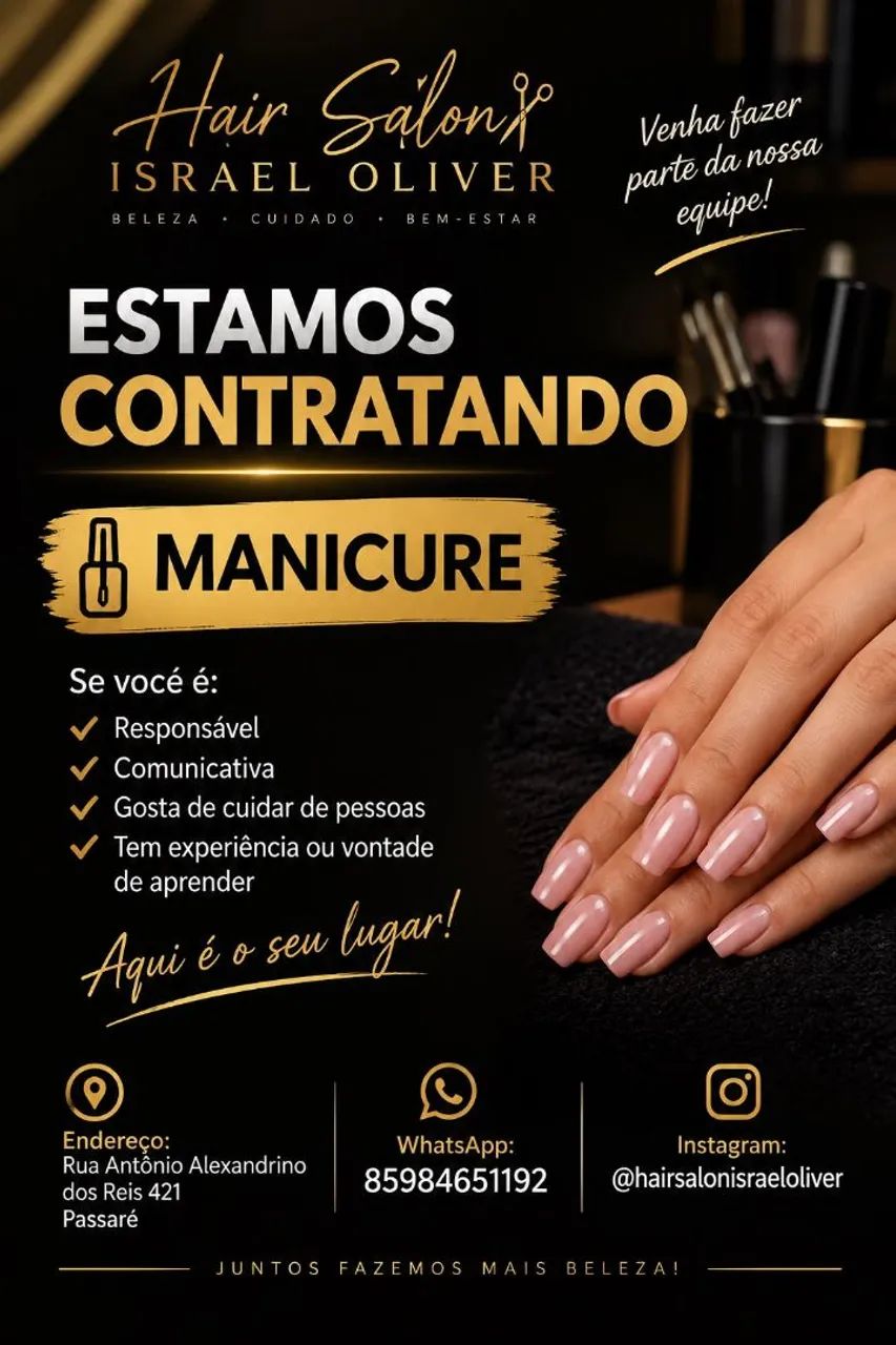 Estamos contratando manicure 