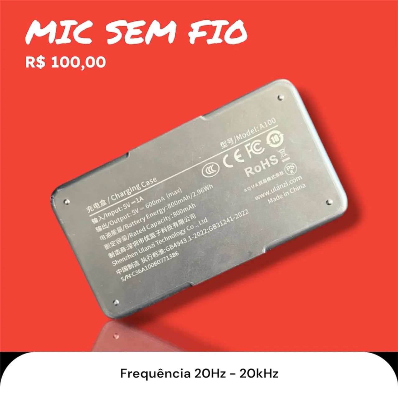 Microfone Sem Fio A100 com entrada USB C e para câmeras  - Foto 3