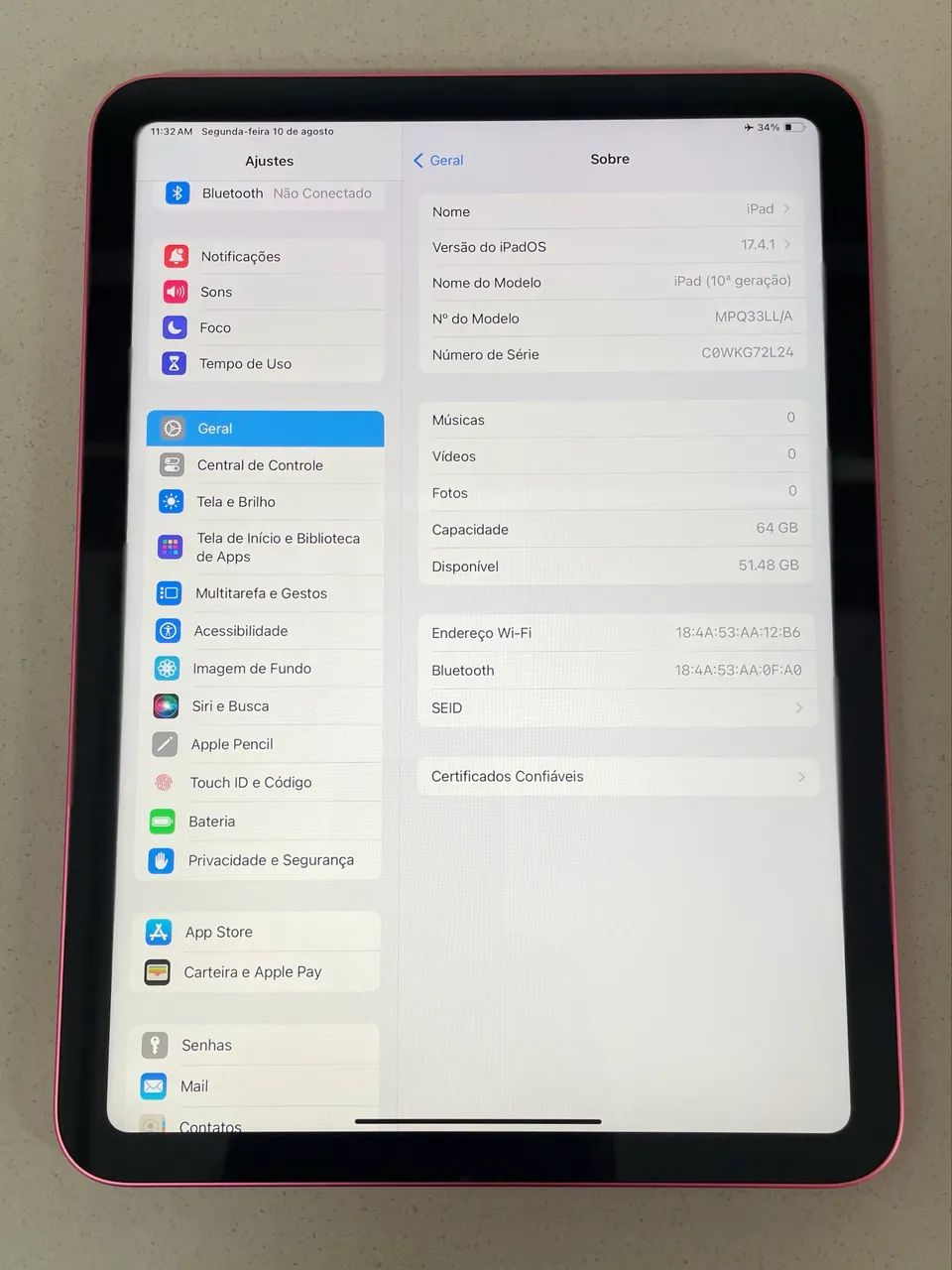 iPad Geração 10 64GB Rosa - Seminovo  - Foto 5