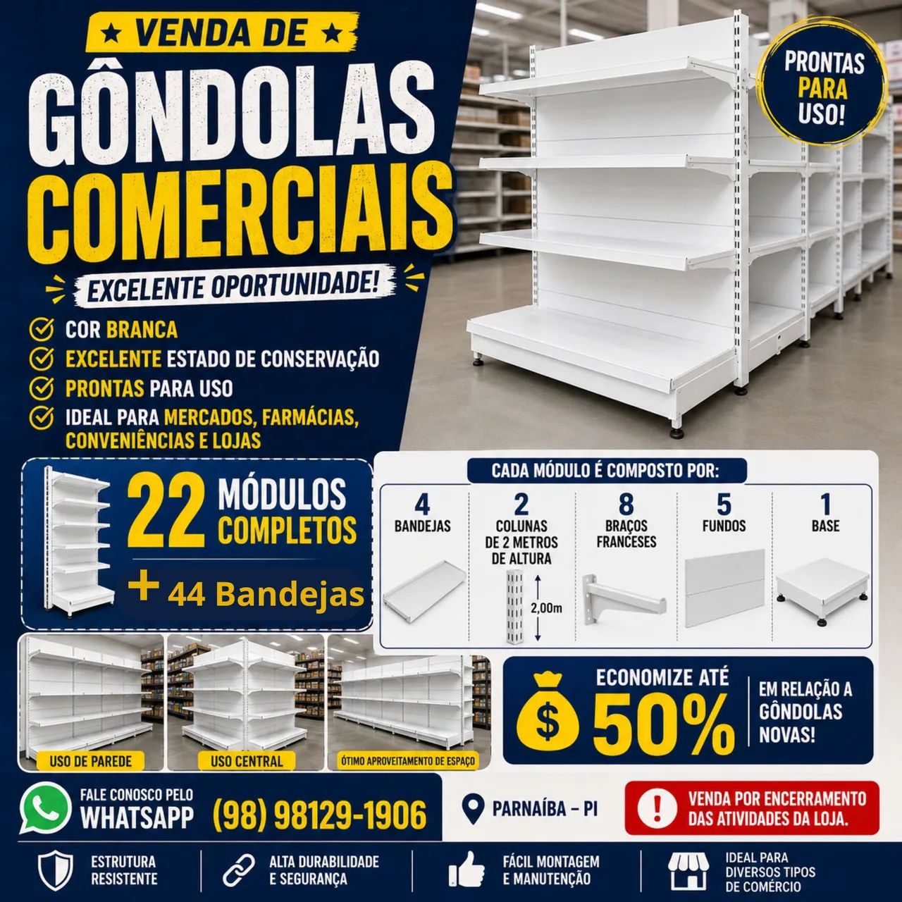 VENDA DE GÔNDOLAS COMERCIAIS