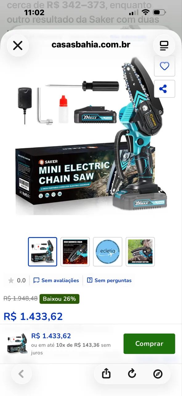 MINI MOTOSSERRA SAKER 20V - Foto 3