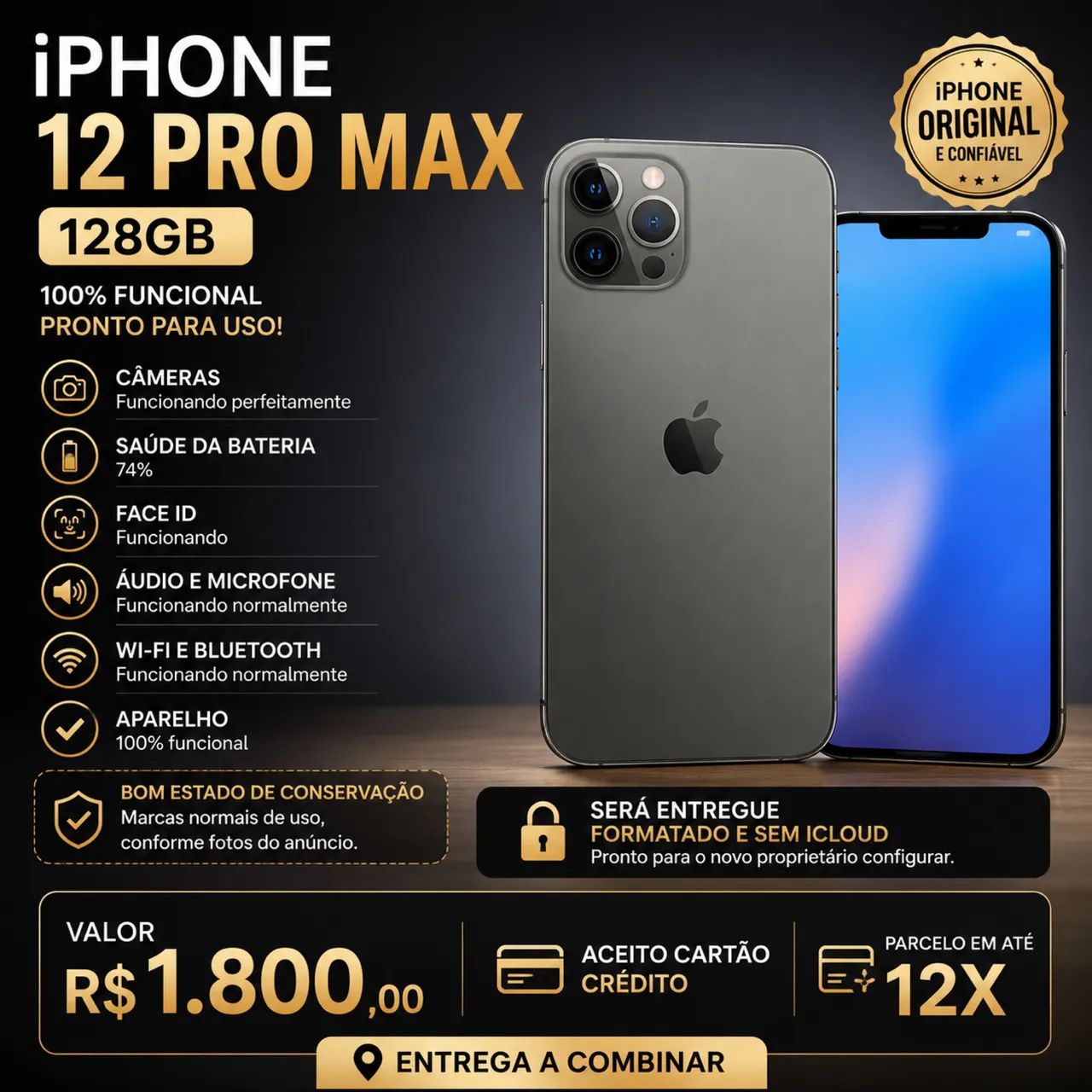 iPhone 12 Pro Max 128GB - R$ 1.800 - Parcelo em até 12x
