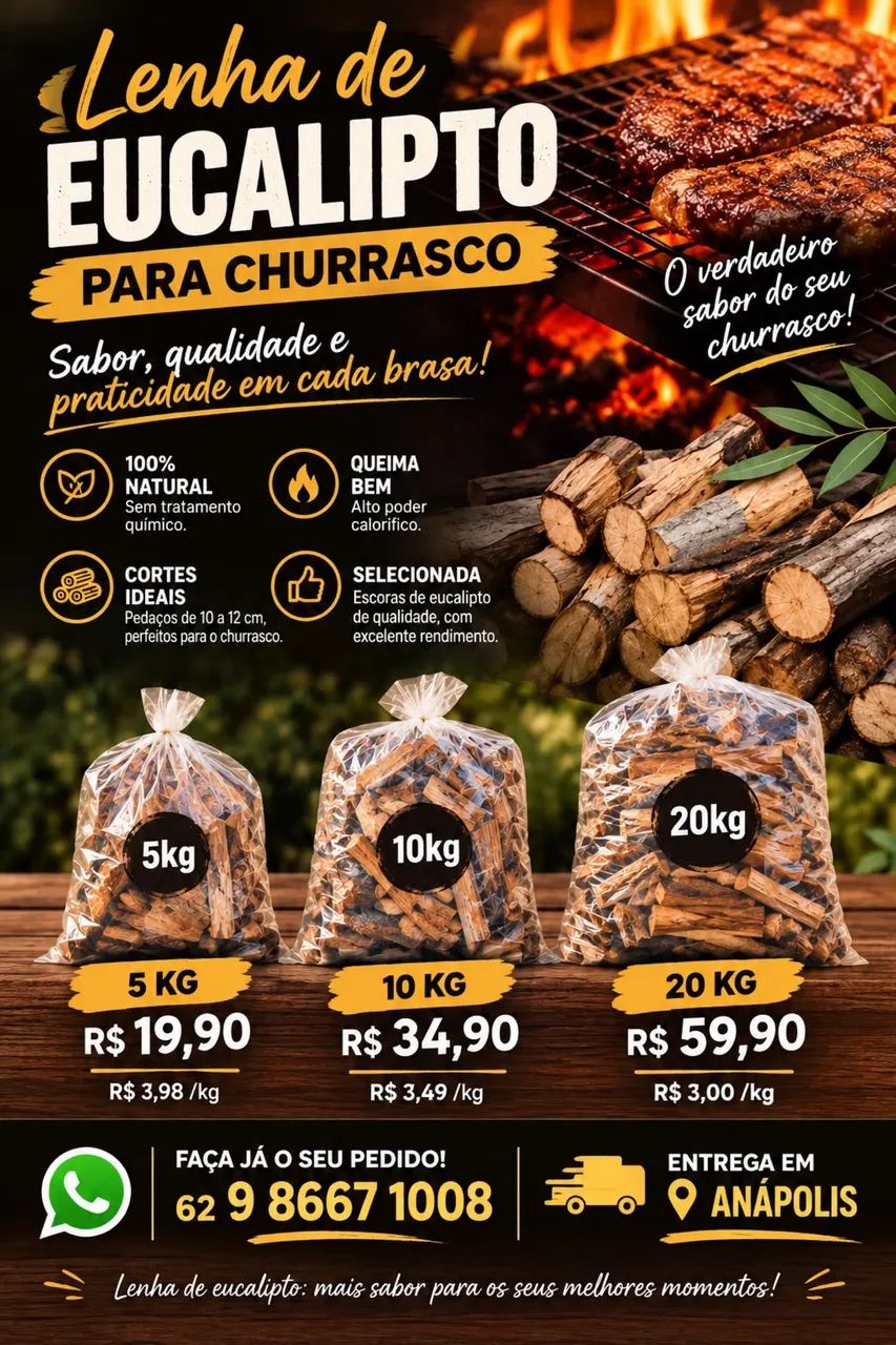 Lenha de Eucalipto para Churrasco 