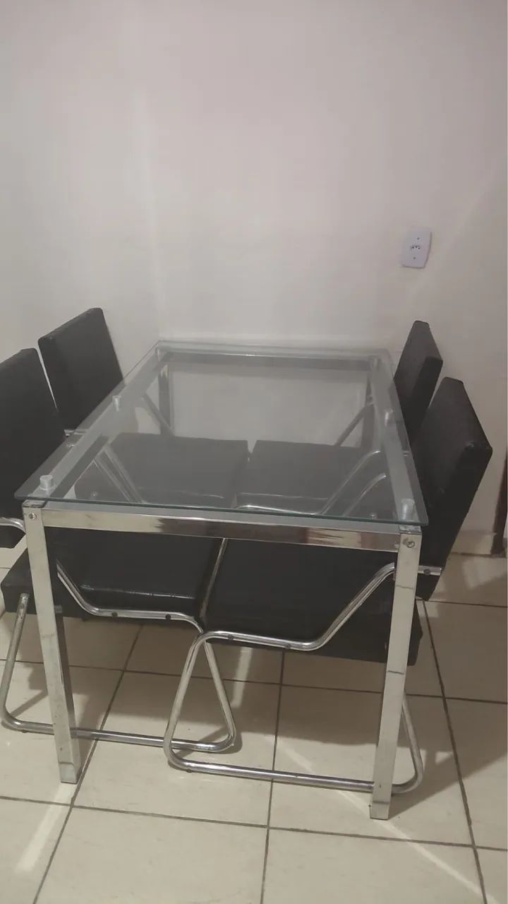 MESA 4 cadeiras tampa de vidro  - Foto 2