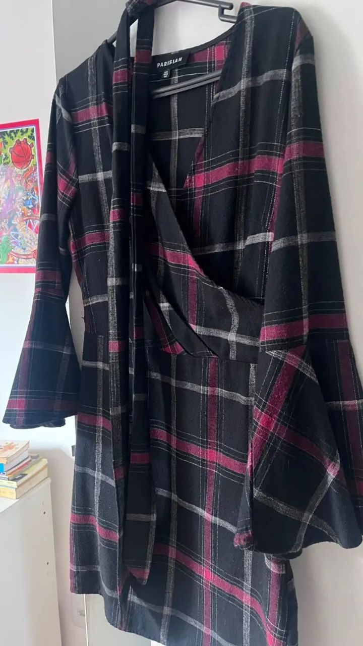 Vestido Xadrez Preto e Pink - Parisian  - Foto 3