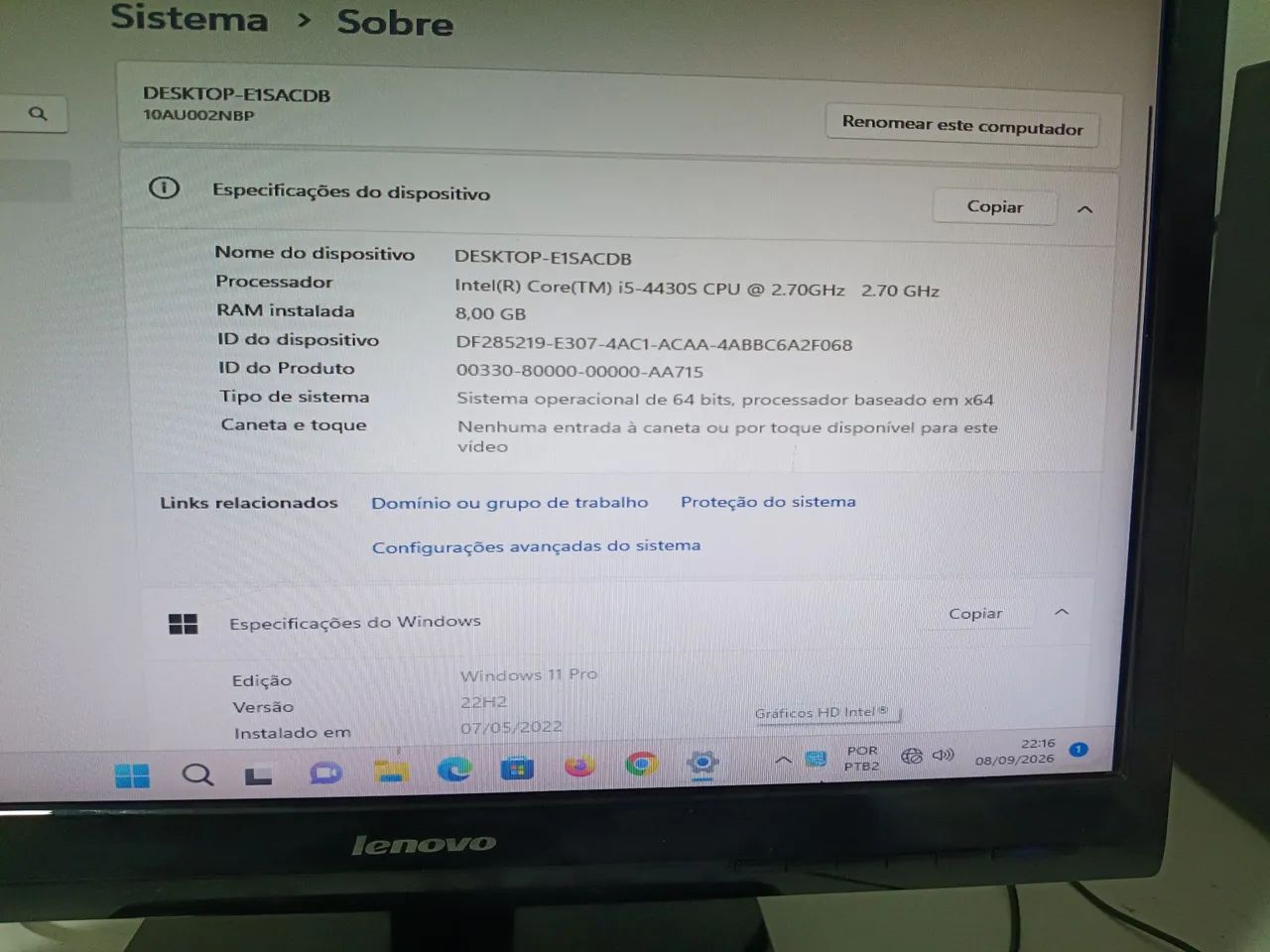 Vendo computador levono Thinkcentre, CPU i5 8GB, Mouse , teclado e Monitor 19" Polegadas  - Foto 4