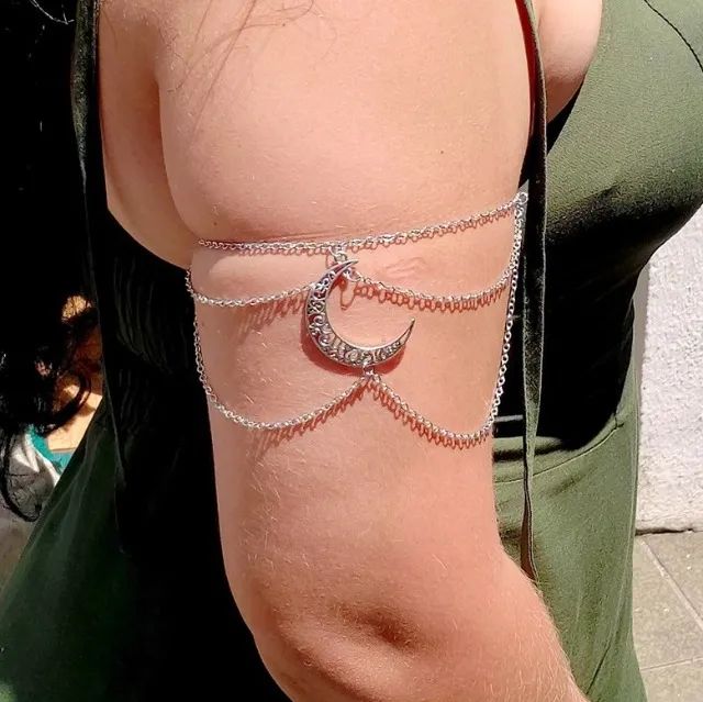 Bracelete Pulseira Arm Chain Boho Chic Lua Crescente Camadas