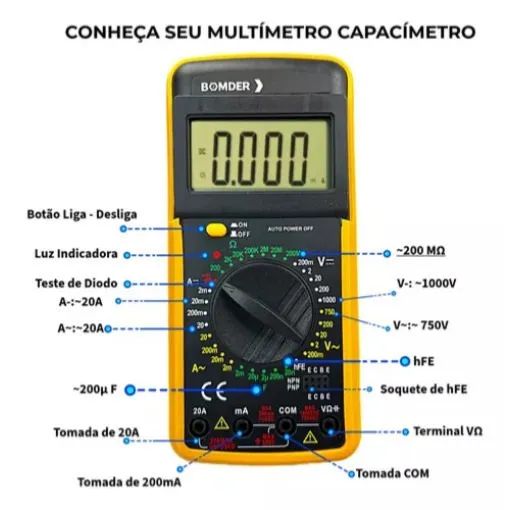 Multímetro Com Capacímetro Bip Original Digital Profissional  - Foto 6