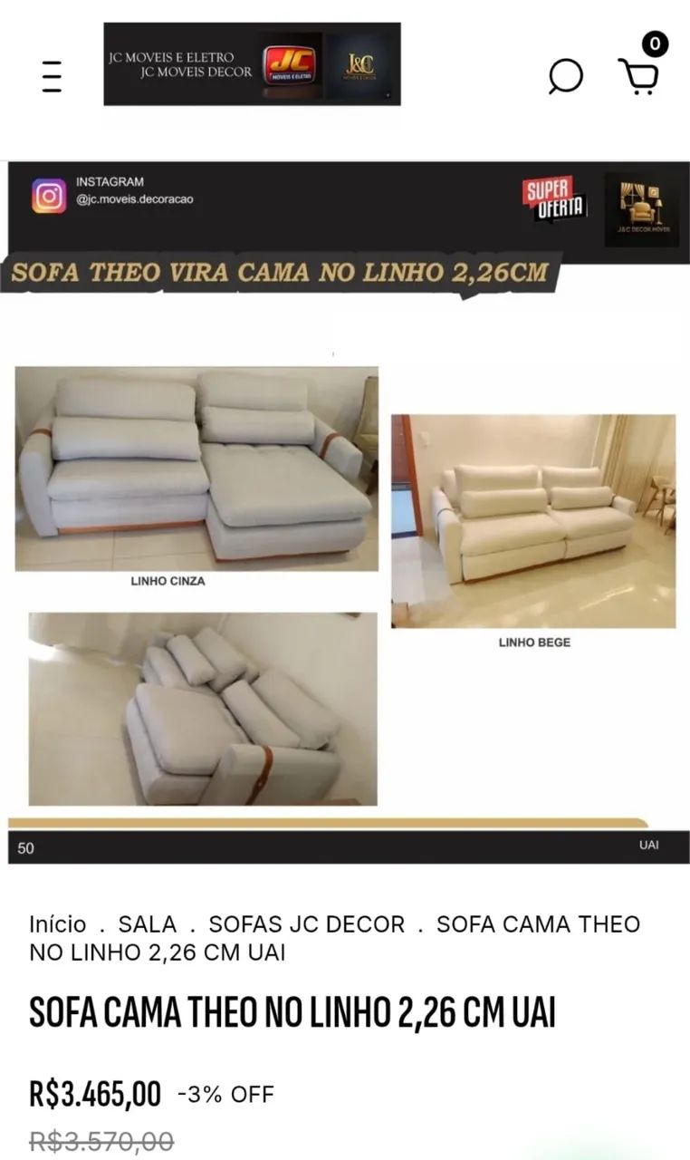 SOFÁ CAMA THEO NO LINHO  - Foto 2