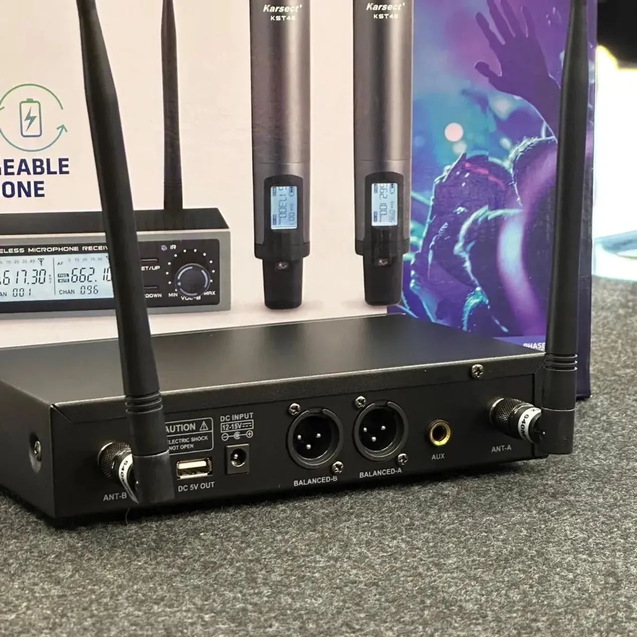 Microfone Sem Fio Karsect KRP2 Mão Duplo Recarregável  - Foto 5