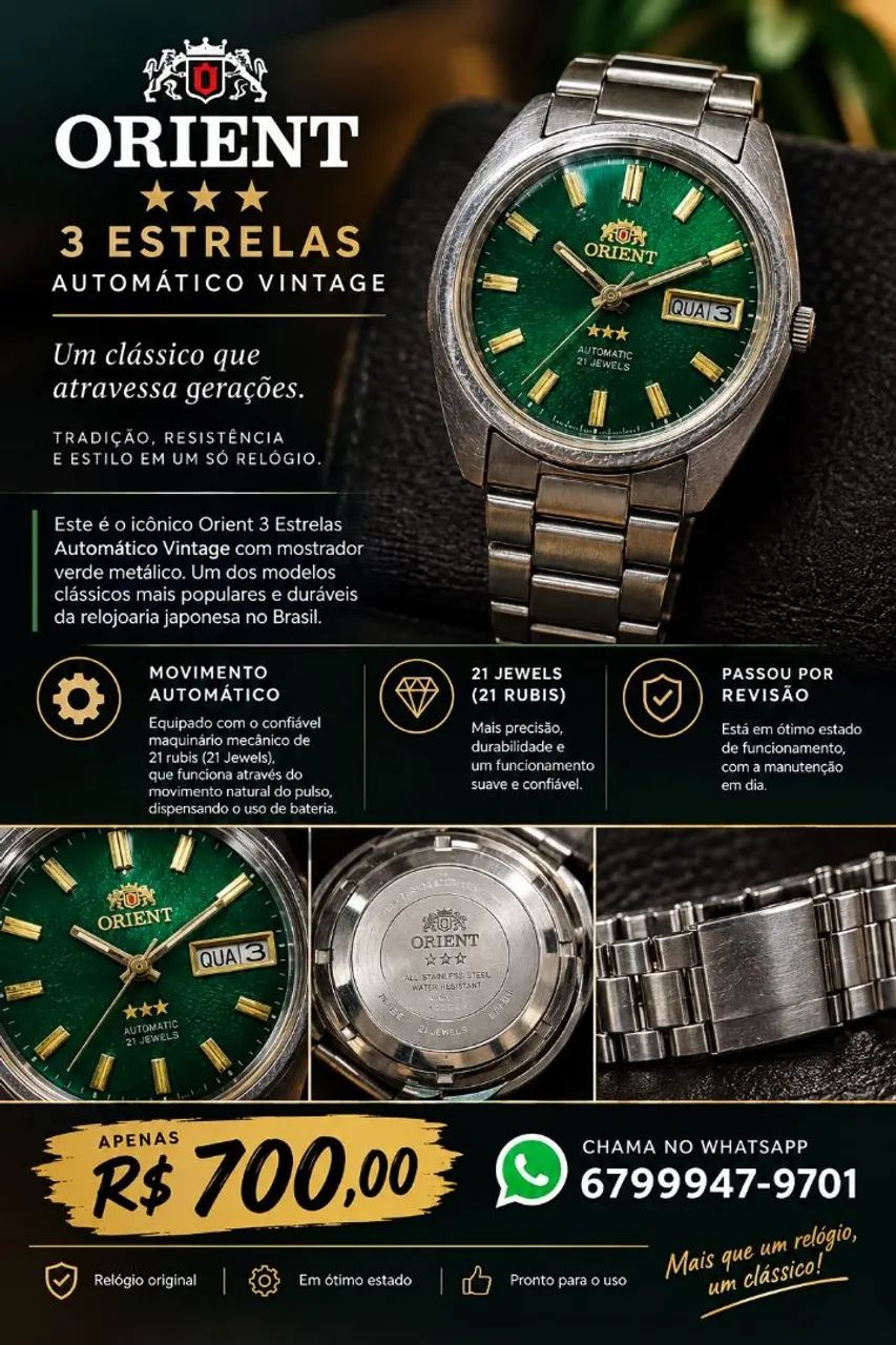 Relógio automático vintage 