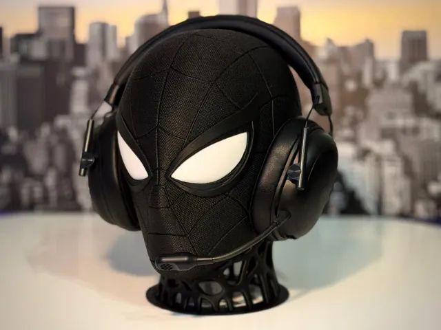 Suporte para headset estilo homem aranha preto branco - Foto 4