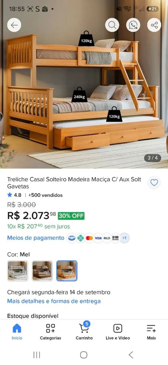 Triliche Madeira Maciça seminovo  - Foto 4