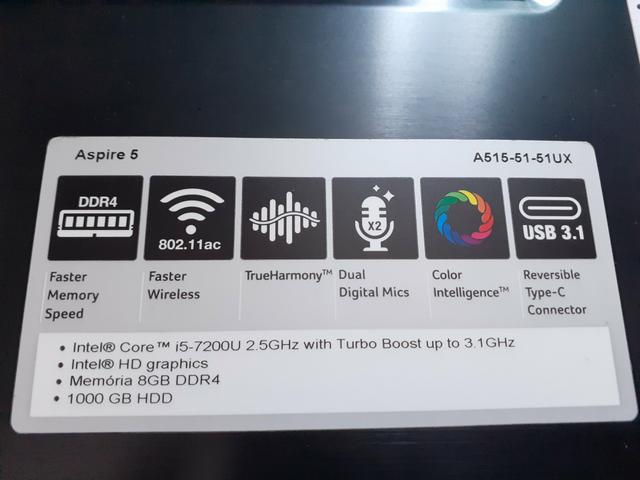 Torro Notebook Acer i5-7500U com 8GB RAM e Acabamento em Alumínio - Foto 5