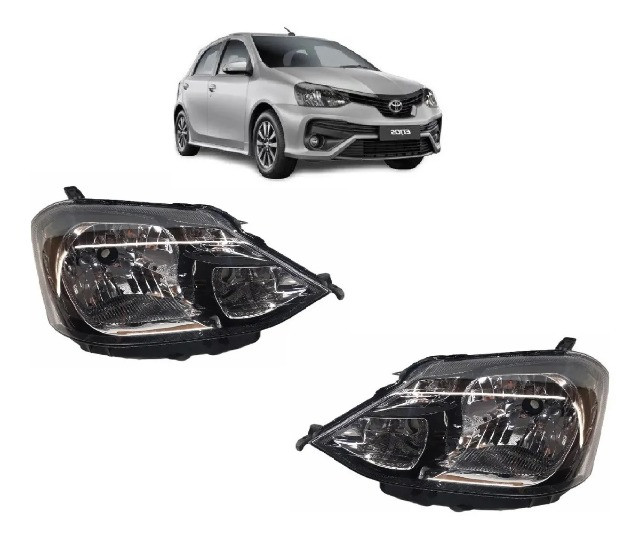 Par Farol Mascara Negra Toyota Etios 2017 2018 2019 2020