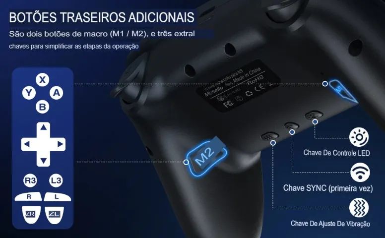 Controle Bluetooth RGB Switch/Lite/OLED/Windows/iOS/Android 1000mah Giroscópio Programação - Foto 4