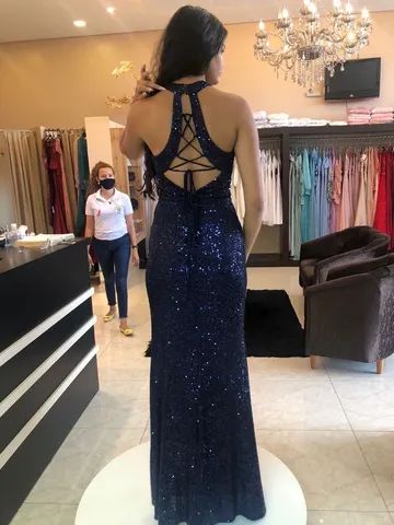 Vestido de best sale gala longo azul