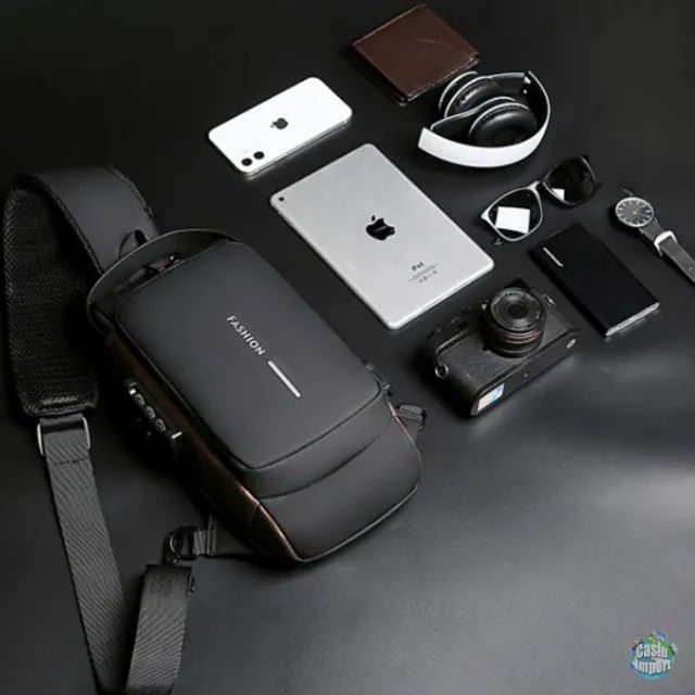 Mochila de ombro compacta com trava de código e Usb - Foto 2