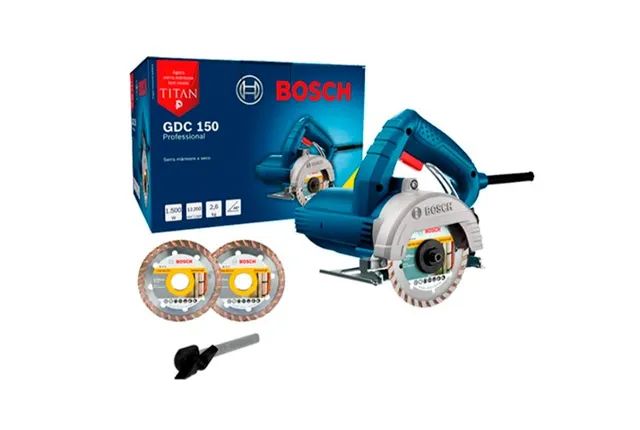 Serra Mármore Bosch 1500W, com 02 Disco Diamantado Pisos e Mármore 1500W 127v