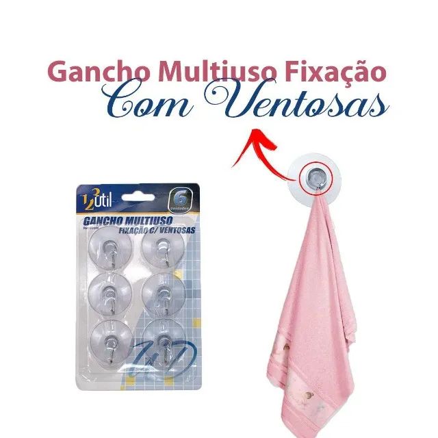 Gancho De Parede Transp Ventosa  Multiuso C/ 6 Pçs Ud386 - Foto 4