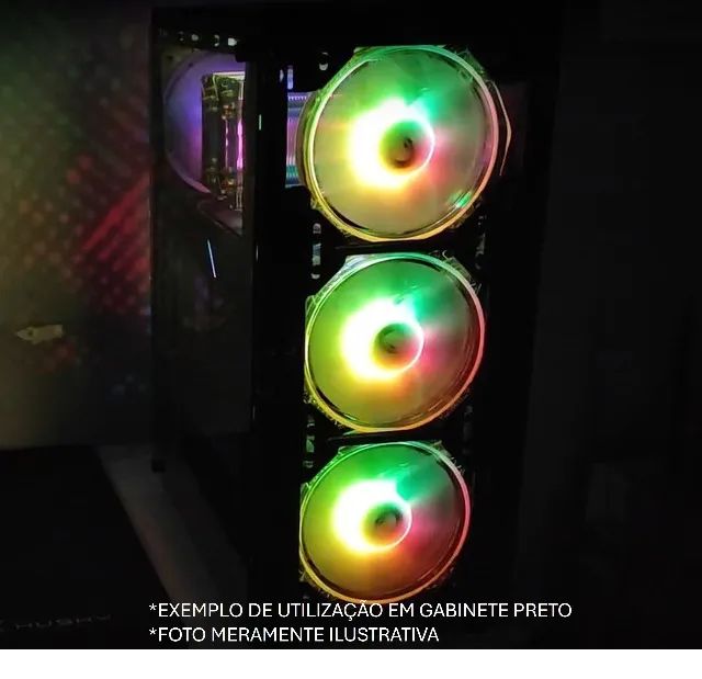 Kit Com 5 Ventoinhas + Controladora, 120mm, ARGB, Transparente - Foto 3