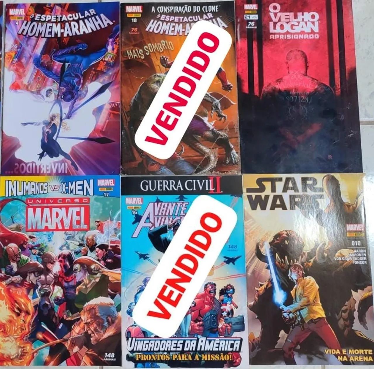 Lote com 10 HQs HERÓIS - UNIVERSO DC, MARVEL e Star Wars<br>