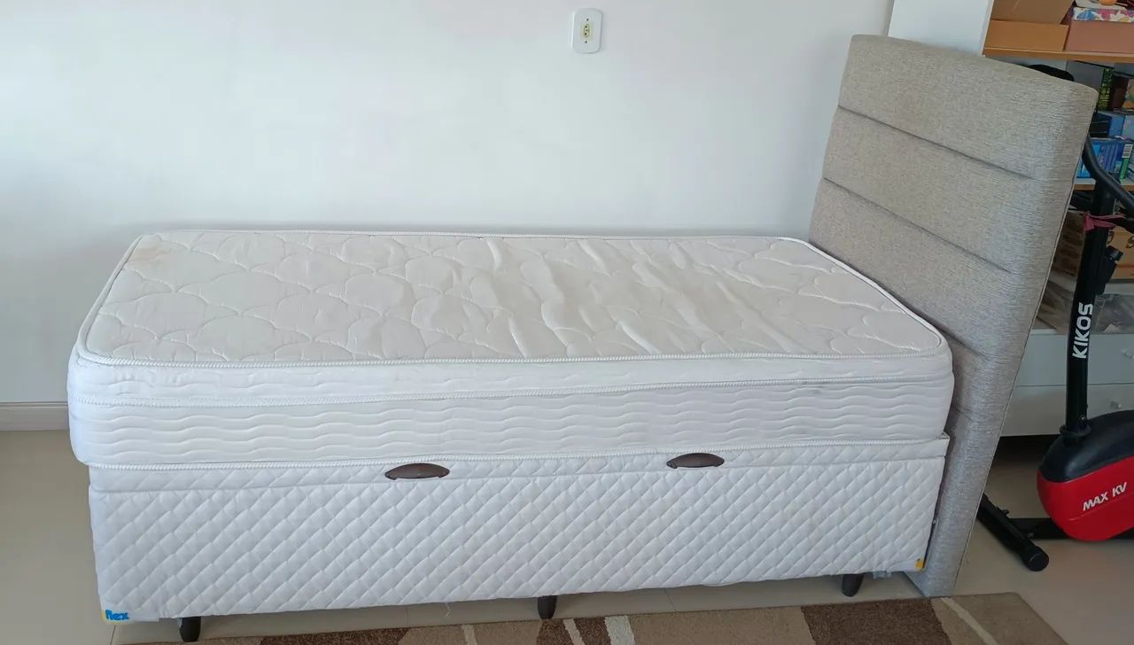 Conjunto de cama box solteiro com baú, colchão ortopédico e cabeceira - Ortobom  - Foto 2