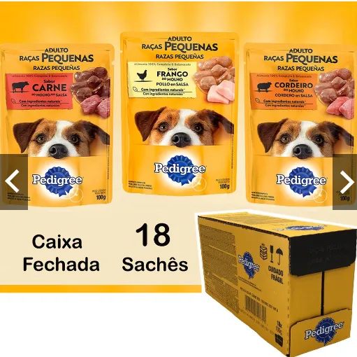 Caixa de sachê Pedigree com 18 unidades