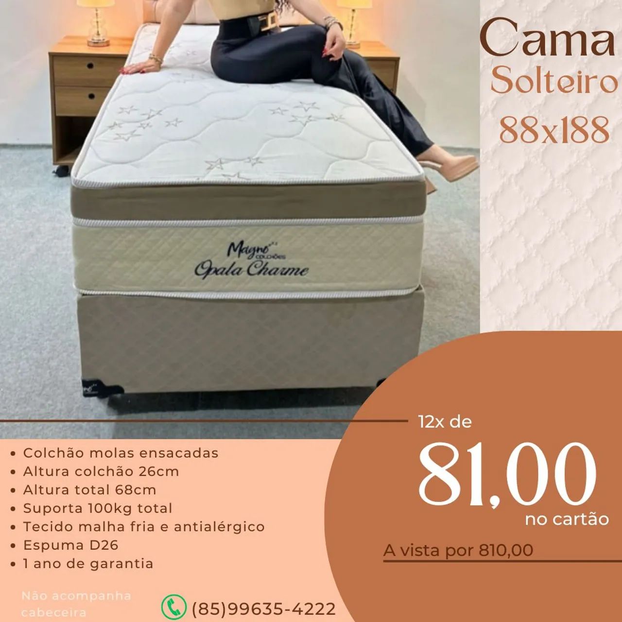 CAMA BOX SOLTEIRO 88X188  - Foto 4