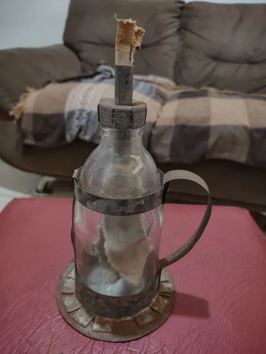 Lampião lamparina em garrafa Rara da Schweppes 