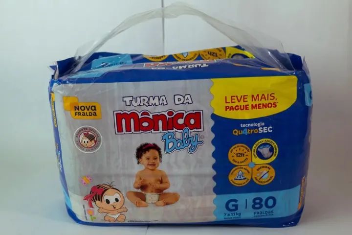 Fralda Turma da Mônica Baby Proteção Até 12h Cintura Elástica Barreira Antivazamento G 80 - Foto 2