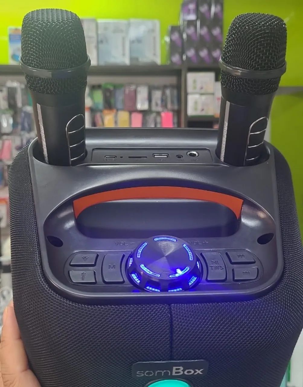 CAIXA DE SOM BLUETOOTH COM 02 MICROFONES SEM FIO SOMBOX - Foto 3