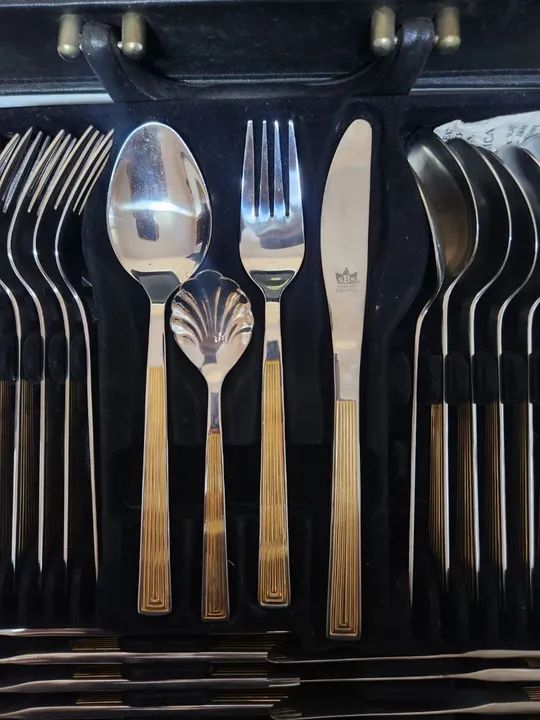 Jogo de Talheres alemão  SBS bestecke 4400 banhado a ouro  - Foto 6