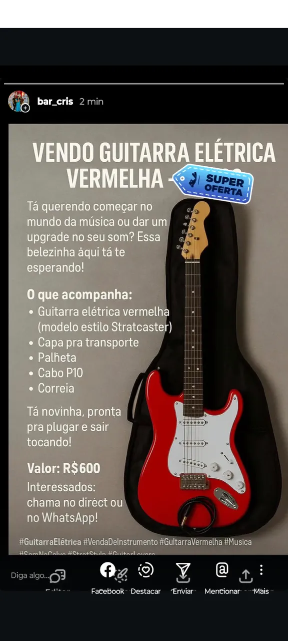Guitarra vermelha excelente estado