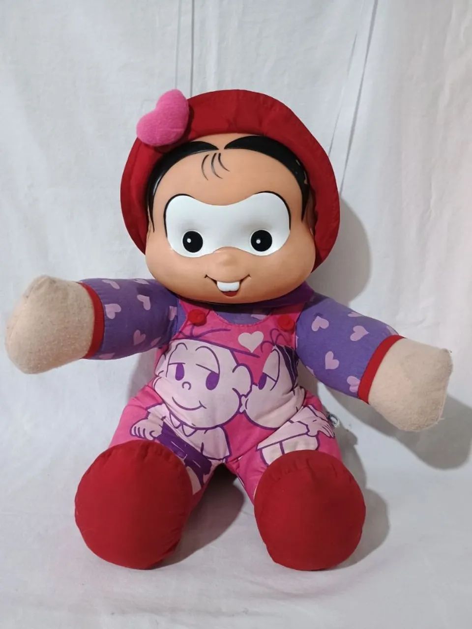 Mônica boneca antiga com carinha em vinil e corpo em tecido 